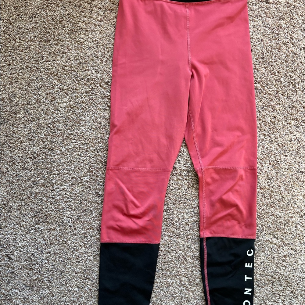 Coral and Black Womens Athletic Leggings - High-Waist Performance